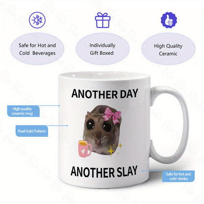 7 color options for 11oz ceramic coffee mug with the phrase 'Another Day, Another Slay' perfect for a friend gift