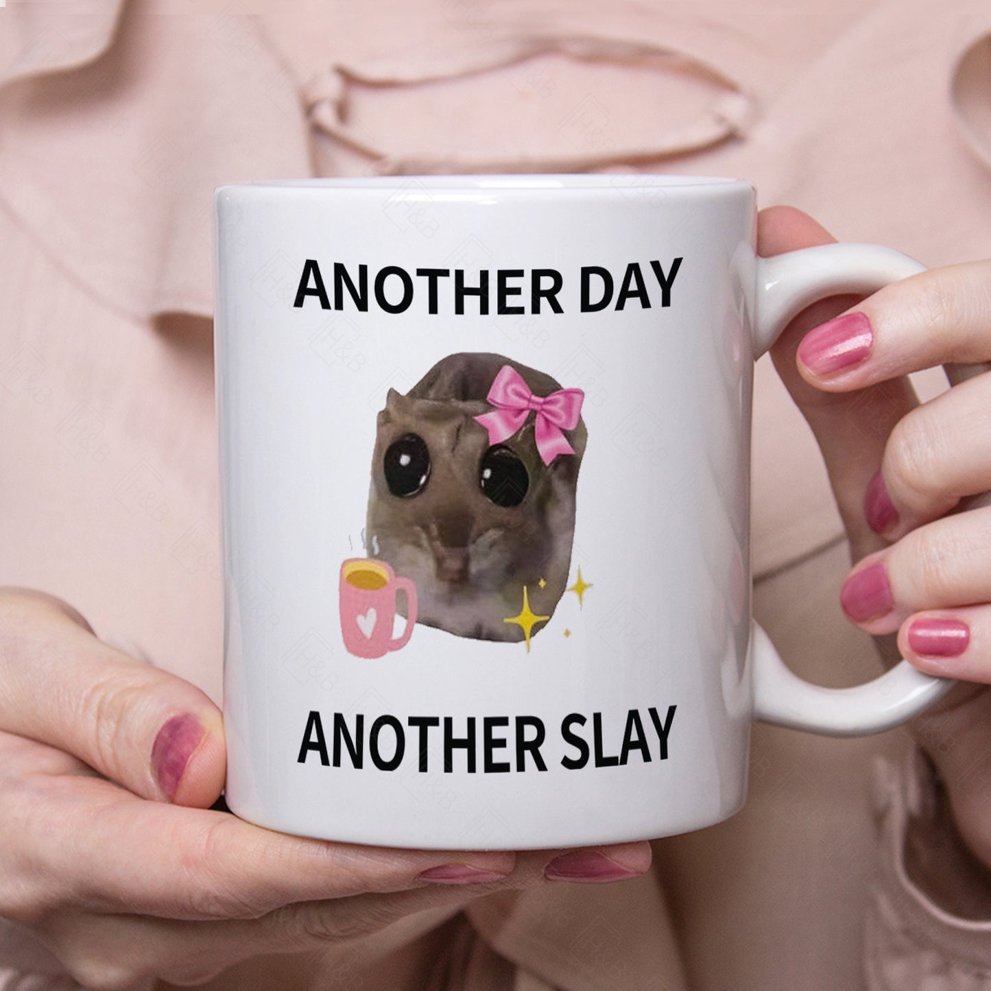 7 color options for 11oz ceramic coffee mug with the phrase 'Another Day, Another Slay' perfect for a friend gift