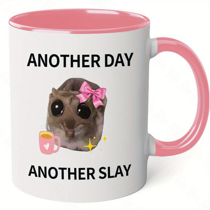 7 color options for 11oz ceramic coffee mug with the phrase 'Another Day, Another Slay' perfect for a friend gift