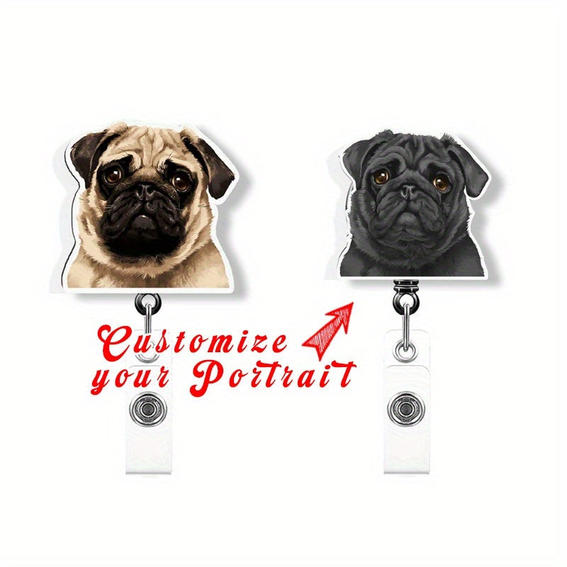 Unique Custom Pet Photo Badge Reel - Personalized Holder with Your Beloved Dog or Cat's Face and Name, Adorable Acrylic Nurse ID Clip, Thoughtful Gift Idea, Life Badge, Customized Badge Reel