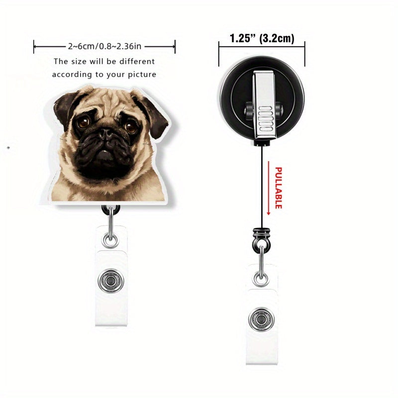 Unique Custom Pet Photo Badge Reel - Personalized Holder with Your Beloved Dog or Cat's Face and Name, Adorable Acrylic Nurse ID Clip, Thoughtful Gift Idea, Life Badge, Customized Badge Reel