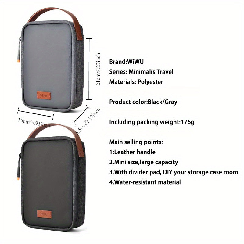 WiWU Waterproof Tech Travel Organizer for MacBook Accessories in Black/Gray