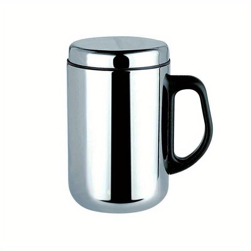 Dual-walled stainless steel coffee mug with lid maintains temperature for 6 hours - ideal gift for any time of year.