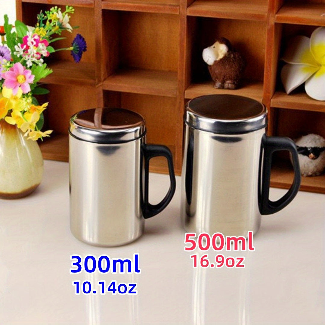 Dual-walled stainless steel coffee mug with lid maintains temperature for 6 hours - ideal gift for any time of year.