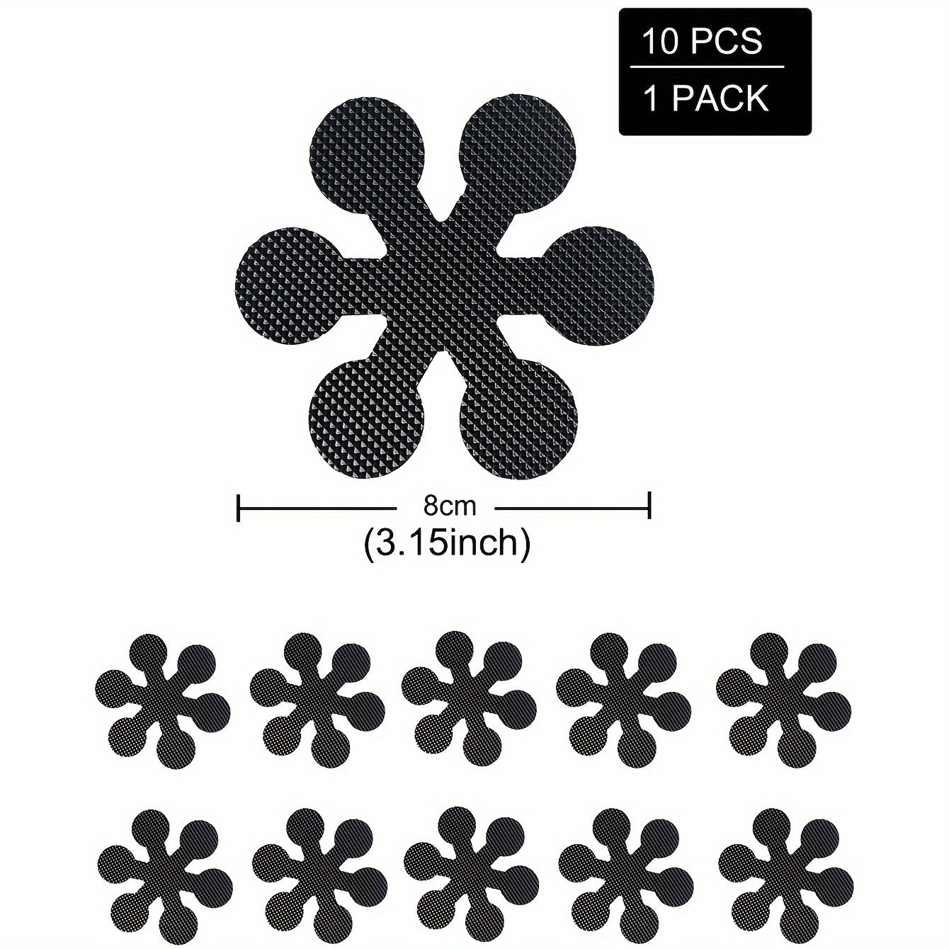 Non-Slip Flower-Shaped Bathtub Stickers - Set of 10 adhesive decals for shower, bathroom floor, and stairs. Easy to apply, line-dry, and made from durable material.