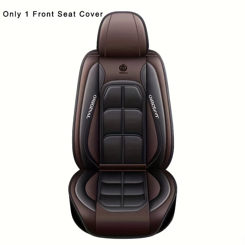 Universal PU Leather Car Seat Cover Cushion - Front Seat Protector for Sedan SUV with Exquisite Stitching - Fits Most Cars (1 Piece)