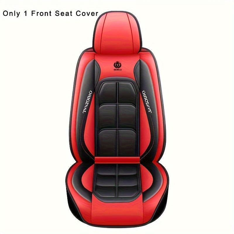 Universal PU Leather Car Seat Cover Cushion - Front Seat Protector for Sedan SUV with Exquisite Stitching - Fits Most Cars (1 Piece)