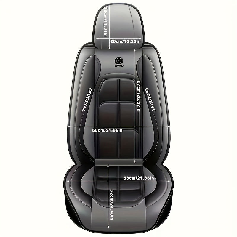 Universal PU Leather Car Seat Cover Cushion - Front Seat Protector for Sedan SUV with Exquisite Stitching - Fits Most Cars (1 Piece)