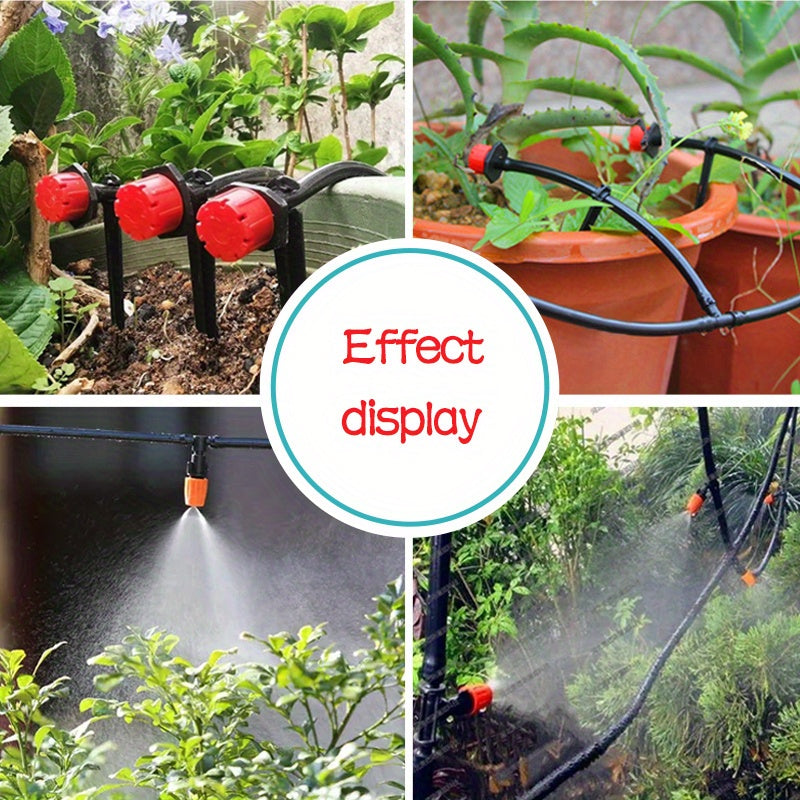 50m automatic drip irrigation kit for outdoor gardens made of PVC material, battery not included.