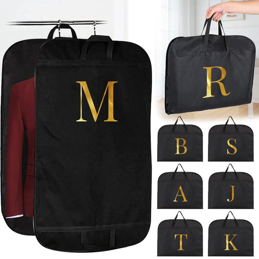 Protect your Western-style clothing with our moisture-proof zippered garment bags, featuring a golden letter print design. These bags come with a convenient hanging loop for easy storage and travel.