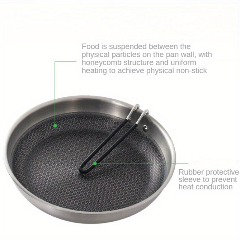 Multi-functional Stainless Steel Wok featuring a Hexagonal Bottom - Easy to Clean, Portable Design for Outdoor Cooking, Works with Induction & Gas Cooktops.