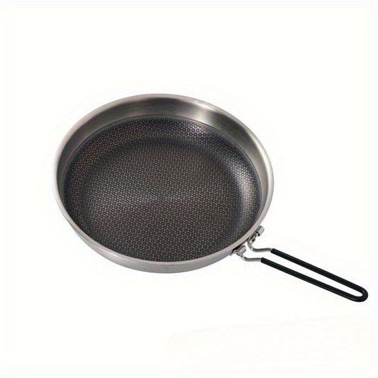 Multi-functional Stainless Steel Wok featuring a Hexagonal Bottom - Easy to Clean, Portable Design for Outdoor Cooking, Works with Induction & Gas Cooktops.