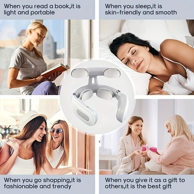 Neck massager with versatile modes, rechargeable battery, USB charging, suitable for whole body, enhanced comfort, perfect gift.