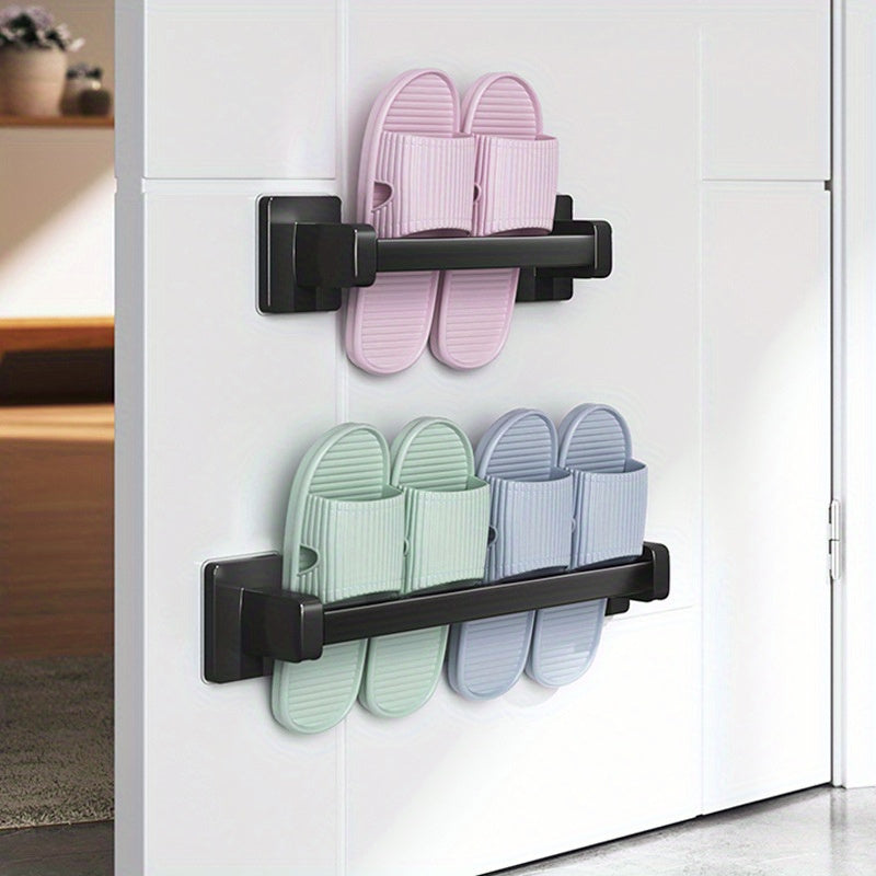 Wall-mounted shoe organizer for bathroom with space-saving storage solution, no-drill metal slipper rack, 1 piece.