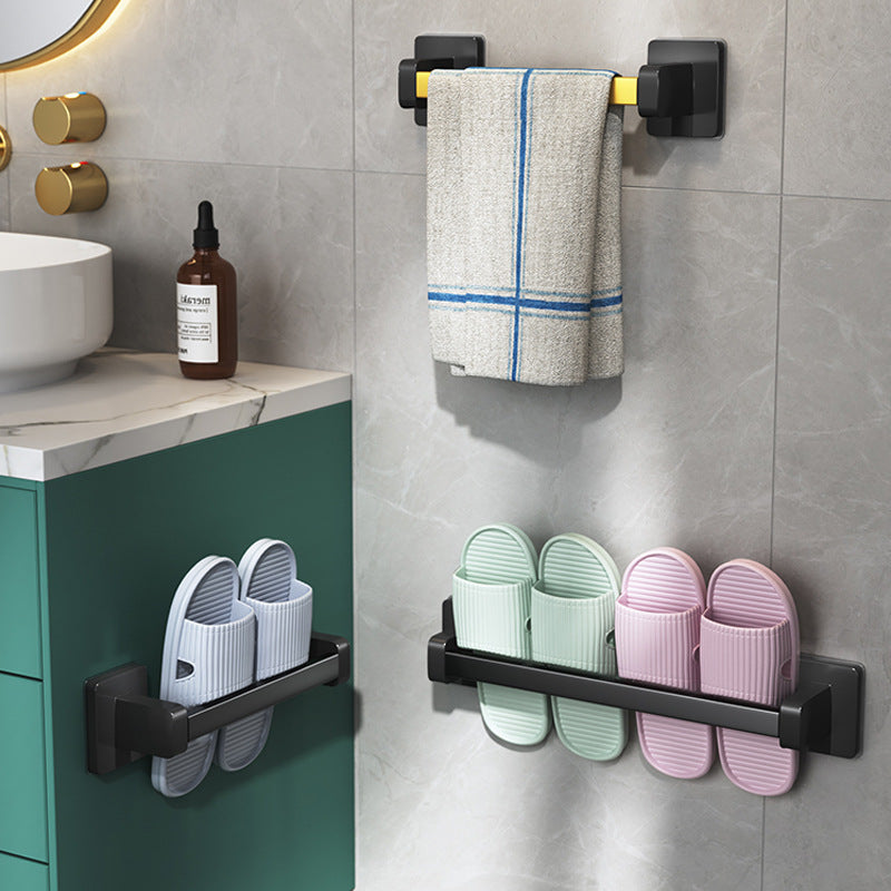 Wall-mounted shoe organizer for bathroom with space-saving storage solution, no-drill metal slipper rack, 1 piece.