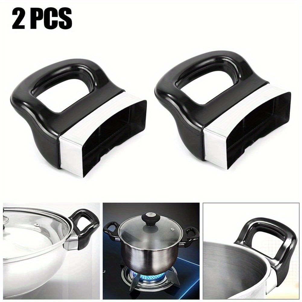 Set of 2 Black ABS Pot Side Handles, Suitable for Pressure Cookers, Steamers, Saucepans, and Other Kitchen Cookware, Single Hole Short Side Handle Replacement