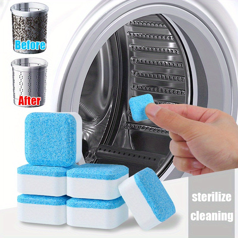 4 tablets for washing machine maintenance: removes dirt, freshens, and deodorizes for clean laundry.