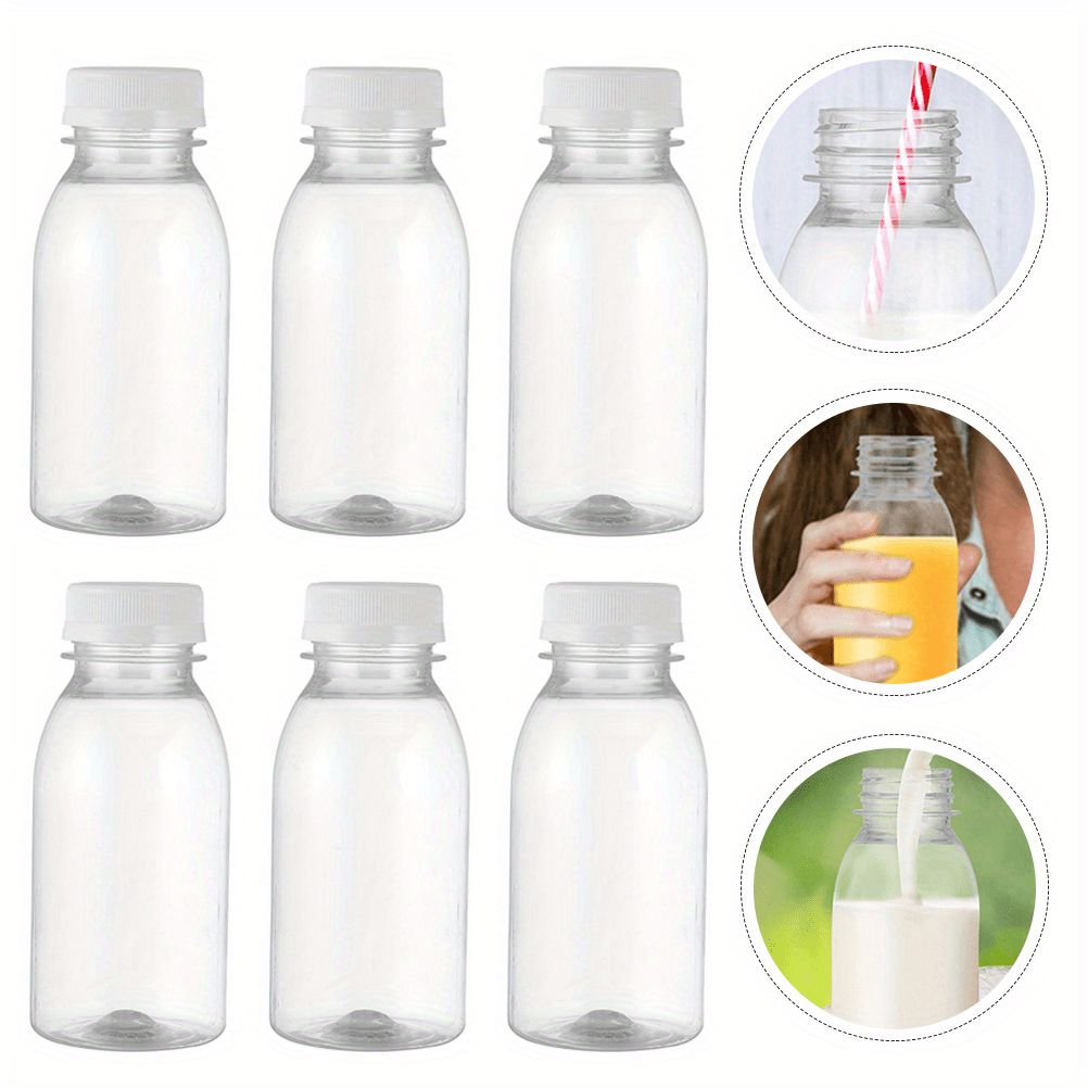 Reusable clear plastic bottles, set of 10, ideal for water, milk, smoothies, and other beverages. Perfect for on-the-go use and household gadgets.