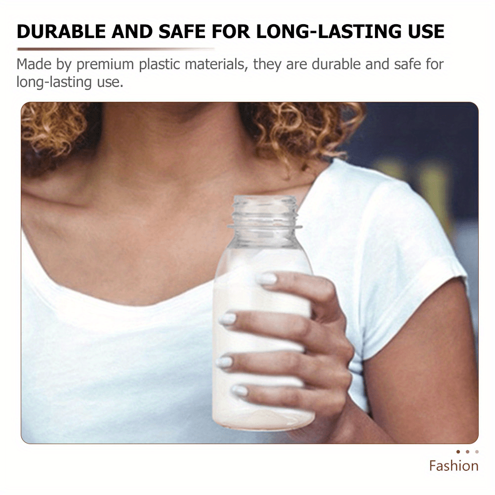 Reusable clear plastic bottles, set of 10, ideal for water, milk, smoothies, and other beverages. Perfect for on-the-go use and household gadgets.