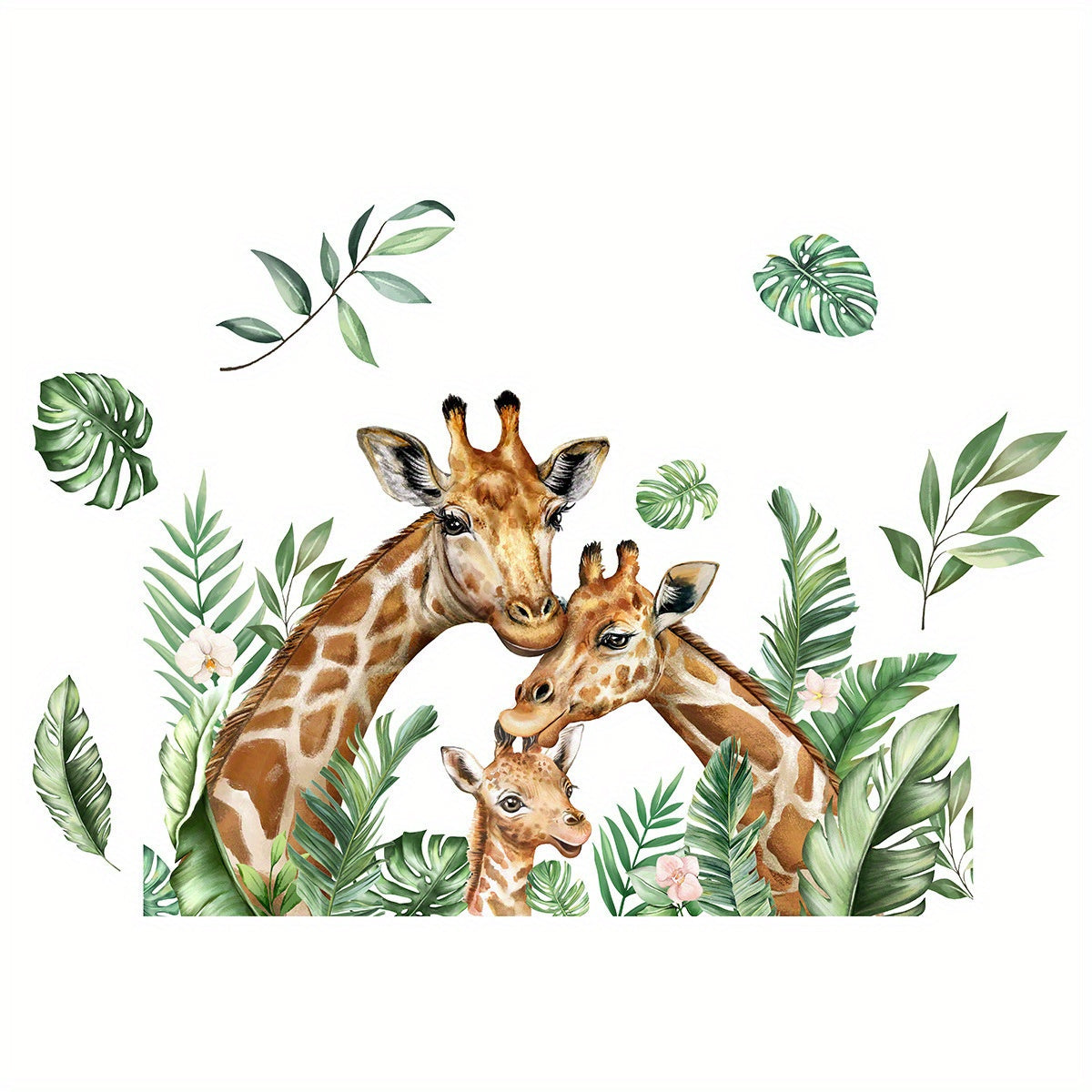 Cute Giraffe Family Sticker Set: 50cm and 40cm Sizes for Windows, Mirrors, and More