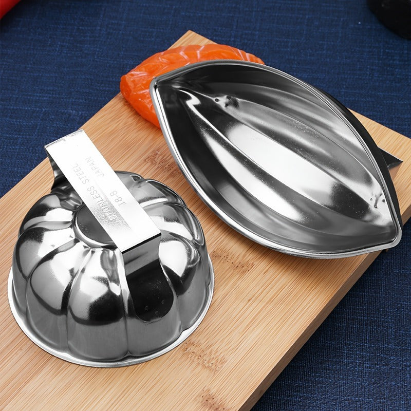 This durable and corrosion-resistant cookware is a stainless steel rice mold with a handle, perfect for making food-grade rice and vegetable rolls. One piece is included in this set.