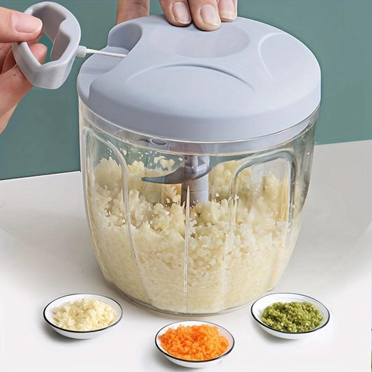 Get your hands on the versatile Manual Garlic Press & Vegetable Chopper! Made with a durable stainless steel blade and a spacious 500/900ml capacity, this kitchen gadget is perfect for chopping onions, meat, and more. Say goodbye to tedious chopping and