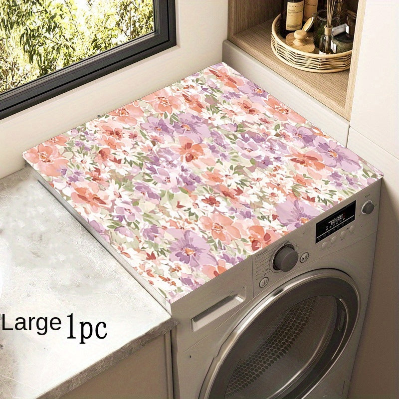 60cm x 23.62in Floral Washing Machine Cover made of Synthetic Material, suitable for Kitchen and Bathroom Use.