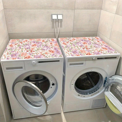 60cm x 23.62in Floral Washing Machine Cover made of Synthetic Material, suitable for Kitchen and Bathroom Use.