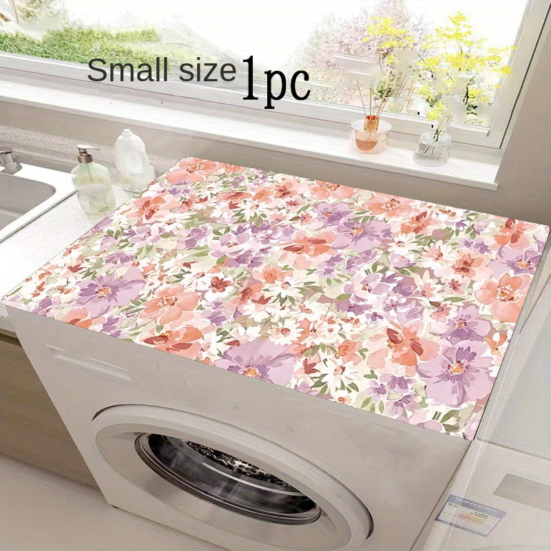 60cm x 23.62in Floral Washing Machine Cover made of Synthetic Material, suitable for Kitchen and Bathroom Use.