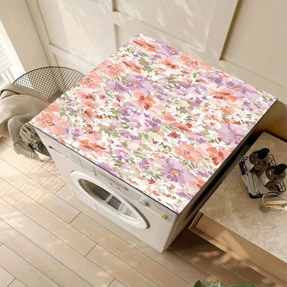 60cm x 23.62in Floral Washing Machine Cover made of Synthetic Material, suitable for Kitchen and Bathroom Use.