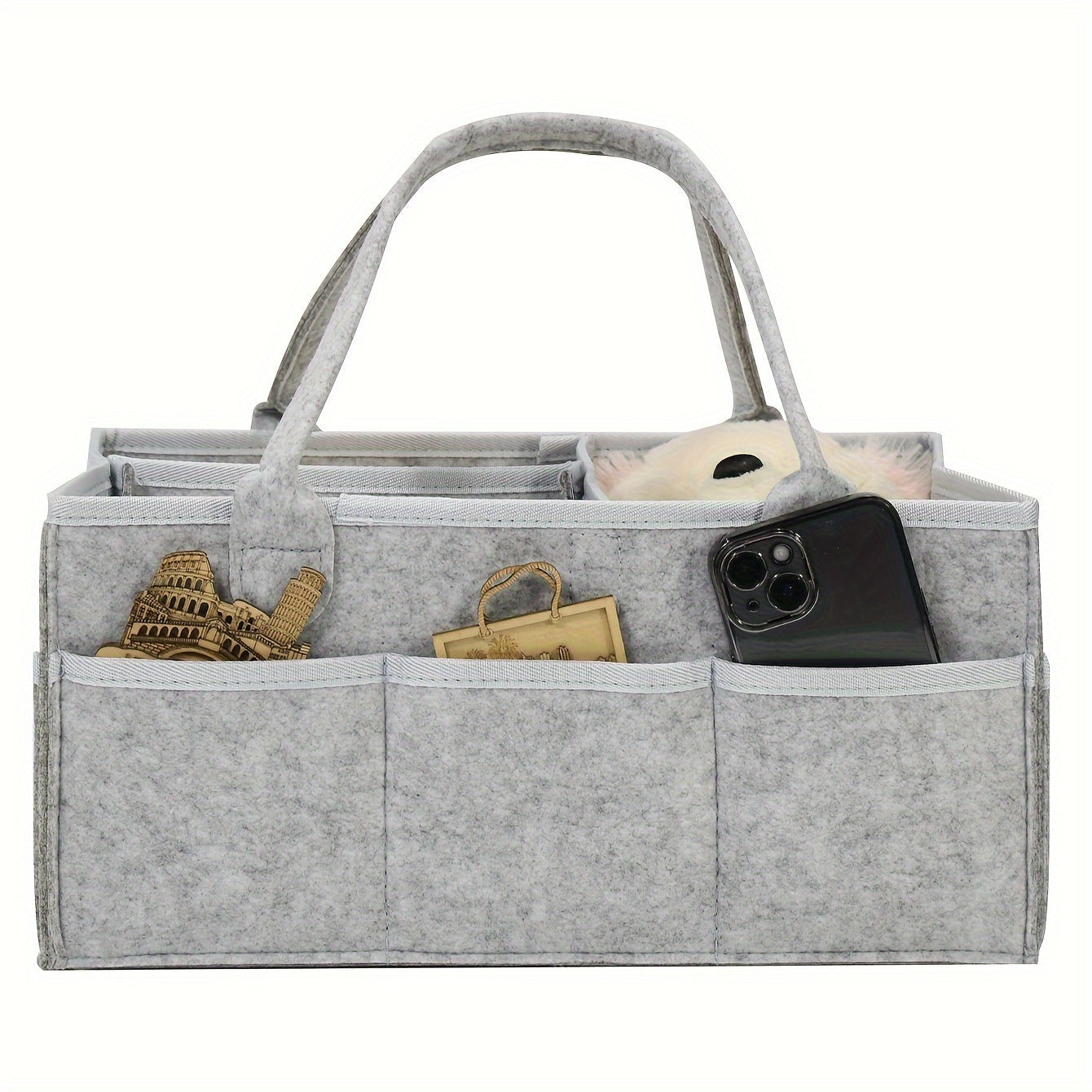 Mommy Basket Diaper Bag and Storage Box in Grey Felt Cloth - Perfect for Halloween or Christmas Gift