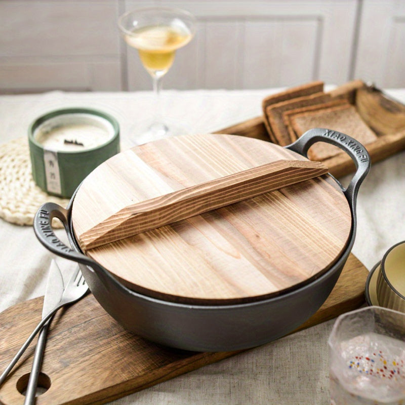 Traditional Japanese Style Cast Iron Stew Pot with Lid - Non-Stick, Uncoated, Thickened for Longevity - Ideal for Nutritious Family Meals