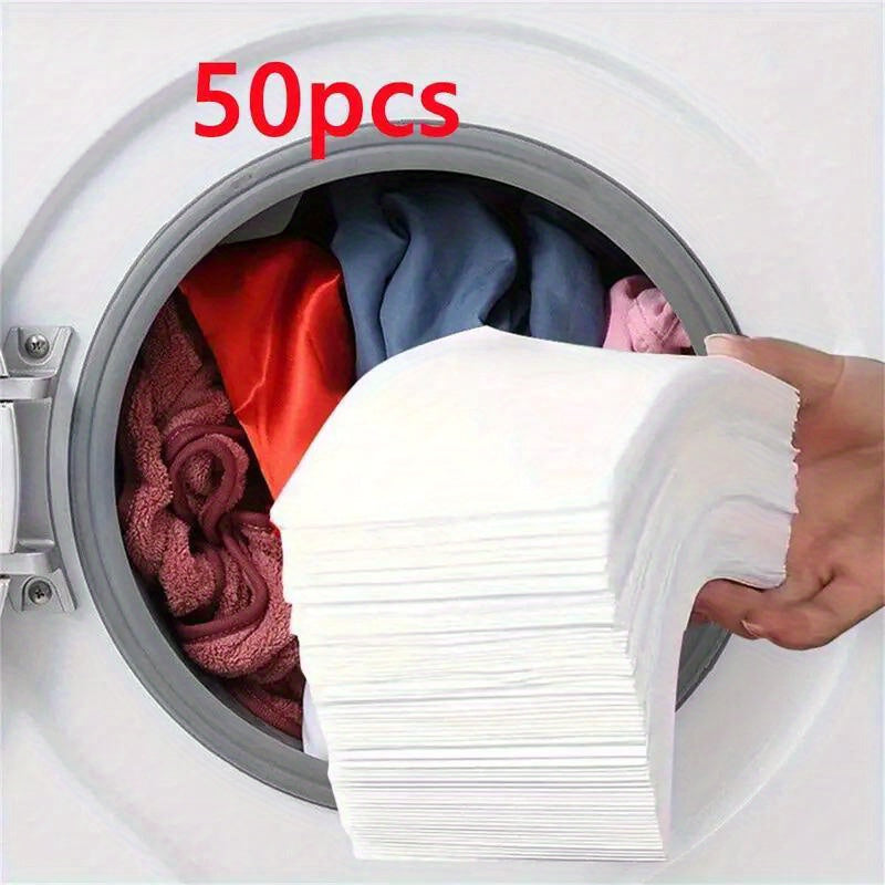 50 Laundry Tablet Sheets for Anti-Staining and Color Absorption in Public Laundry.