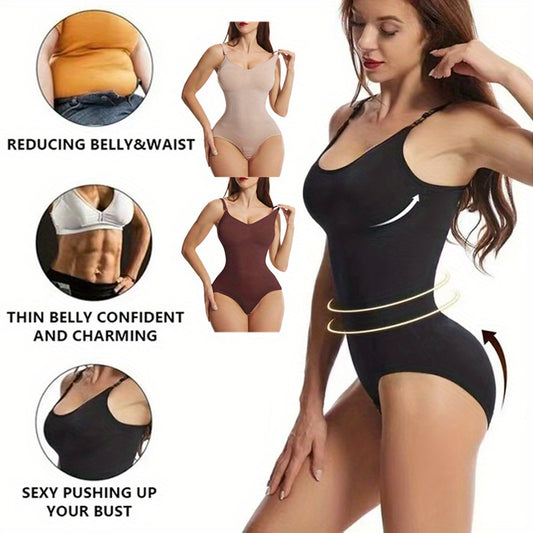 Adjustable strap backless bodysuit with butt lifting and high compression for a sexy hugging fit. Perfect for plus size women, this bodyshaper provides tummy control and full bust support.