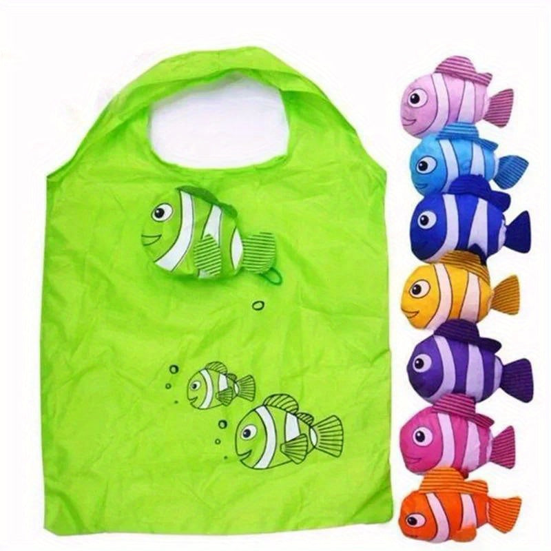 Durable Reusable Nylon Tote Bag with Cute Cartoon Design - Waterproof, Foldable & Portable Grocery Shopping Bag, Ideal for Travel & Outdoor Activities, Environmentally Friendly & High-Quality