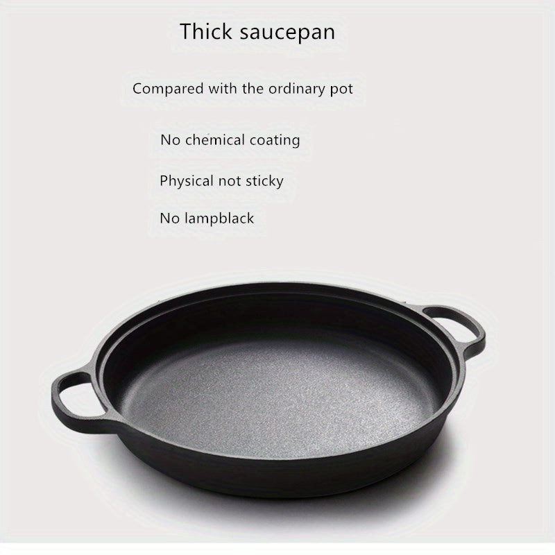 One piece of pig iron frying pan with thickened cast iron construction, suitable for use on induction cookers and special gas stoves in old-fashioned households. This non-stick pan is perfect for all your cooking needs.