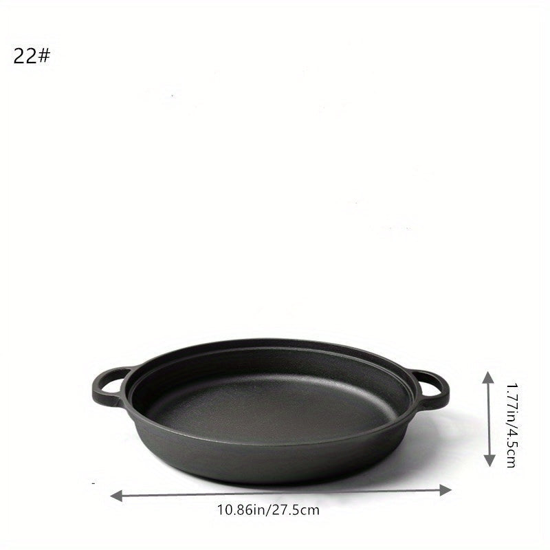 One piece of pig iron frying pan with thickened cast iron construction, suitable for use on induction cookers and special gas stoves in old-fashioned households. This non-stick pan is perfect for all your cooking needs.