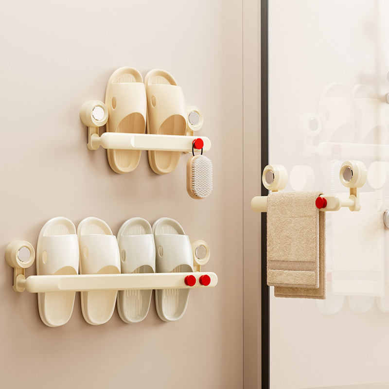 Space-Saving No-Drill Bathroom Essentials Shoe Rack with Suction Cups - Organize Slippers, Towels, and Accessories without Electricity - Simple Installation