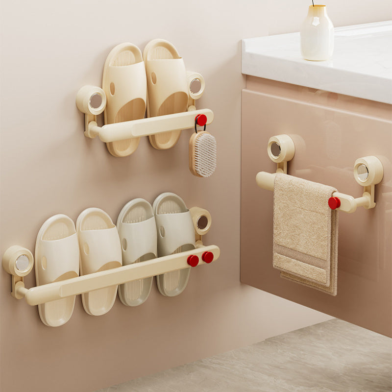 Space-Saving No-Drill Bathroom Essentials Shoe Rack with Suction Cups - Organize Slippers, Towels, and Accessories without Electricity - Simple Installation