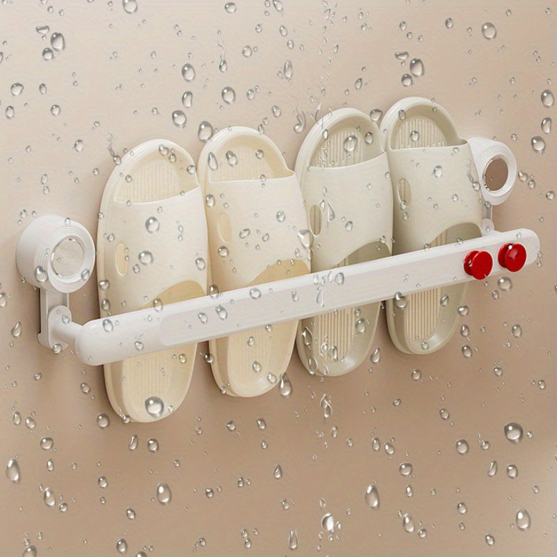 Space-Saving No-Drill Bathroom Essentials Shoe Rack with Suction Cups - Organize Slippers, Towels, and Accessories without Electricity - Simple Installation