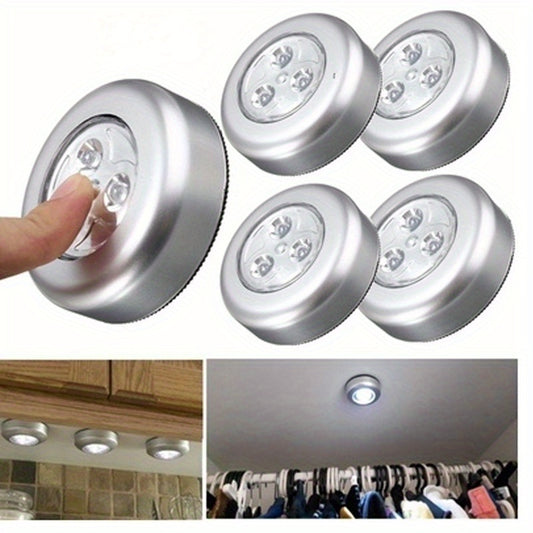 Touch light with 3 LEDs for cabinets and hallways, no batteries included.