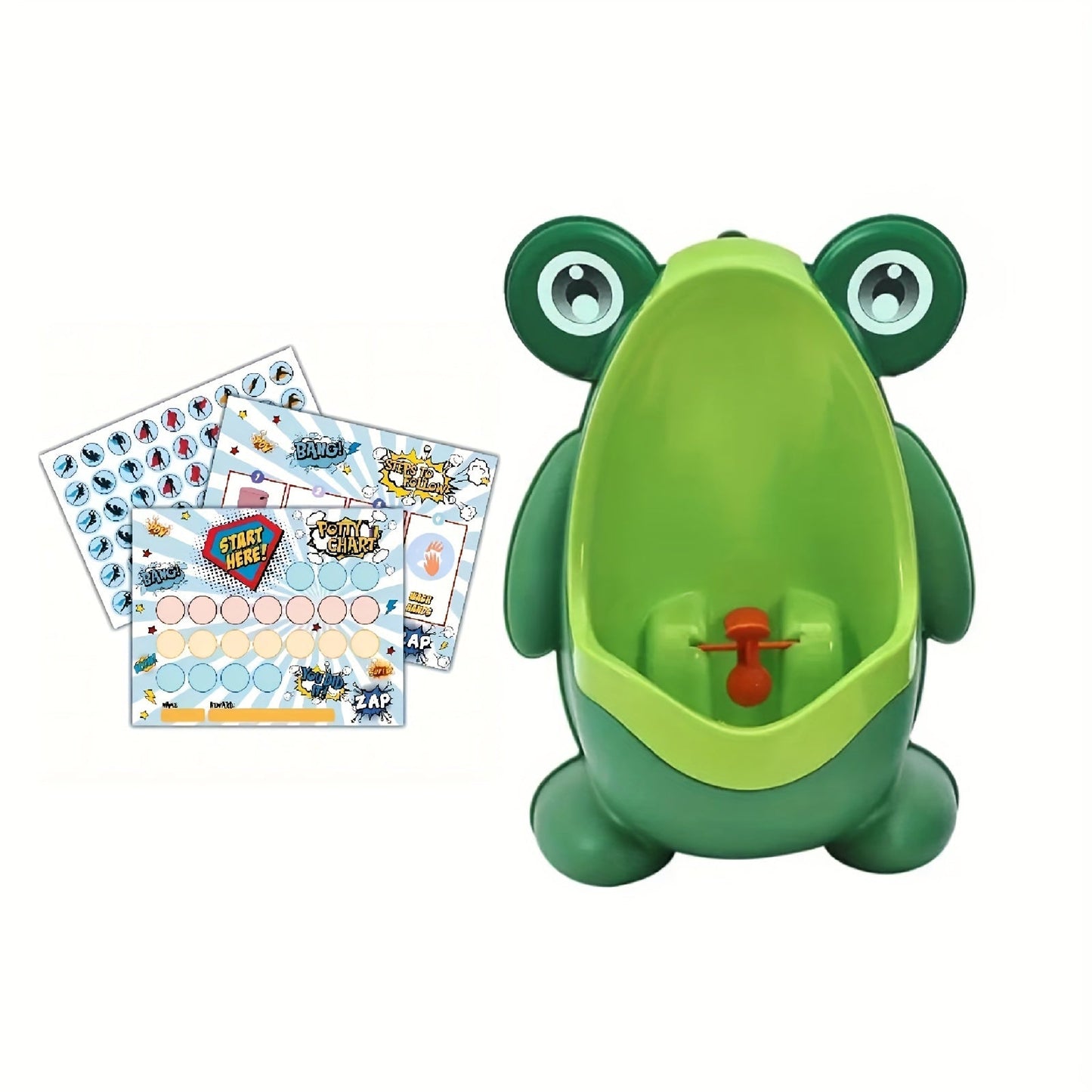 Train your toddler with the Frog Skin Training Urinal! This bedpan training chart comes with fun stickers and easy instructions, making it the perfect gift for Christmas, Halloween, and Thanksgiving. Suitable for ages 0-3.