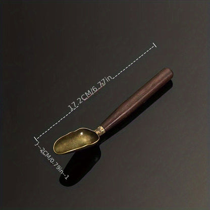 Stylish Black Sandalwood and Alloy Tea Spoon - Ideal for Kung Fu Tea Ceremonies, Mixing Coffee, and Enhancing Beverage Rituals.