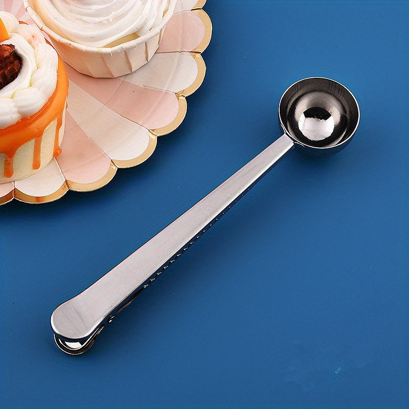 This versatile tool is a must-have for coffee enthusiasts - a Stainless Steel Coffee Scoop and Bag Clip. Keep your coffee fresh with the included seal clamp, while accurately measuring your espresso with the multipurpose 1pc measuring spoon. A perfect