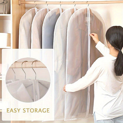 Set of 5 Space-Saving Garment Bags with Zipper - Keep Your Coats, Suits, and More Dust-Free and Organized in Your Closet, Bedroom, Bathroom, Office, or Dorm Room - Convenient Clothes Storage Solution with Anti-Dust Cover for Your Wardrobe