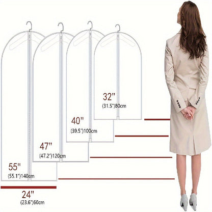 Set of 5 Space-Saving Garment Bags with Zipper - Keep Your Coats, Suits, and More Dust-Free and Organized in Your Closet, Bedroom, Bathroom, Office, or Dorm Room - Convenient Clothes Storage Solution with Anti-Dust Cover for Your Wardrobe