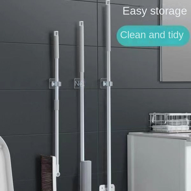 Set of 8 Transparent Mop and Broom Holders - No-Drill, Wall-Mounted Storage Solution for Home Cleaning Necessities