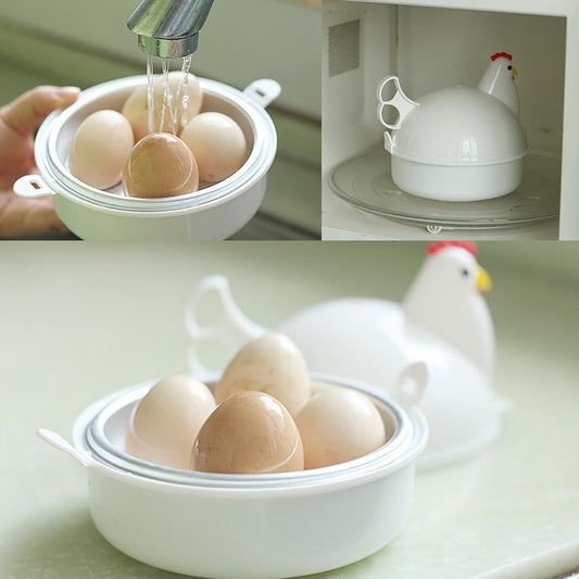 4-Cup Aluminum Chicken-Shaped Microwave Egg Poacher, Steamer Boiler Cookware