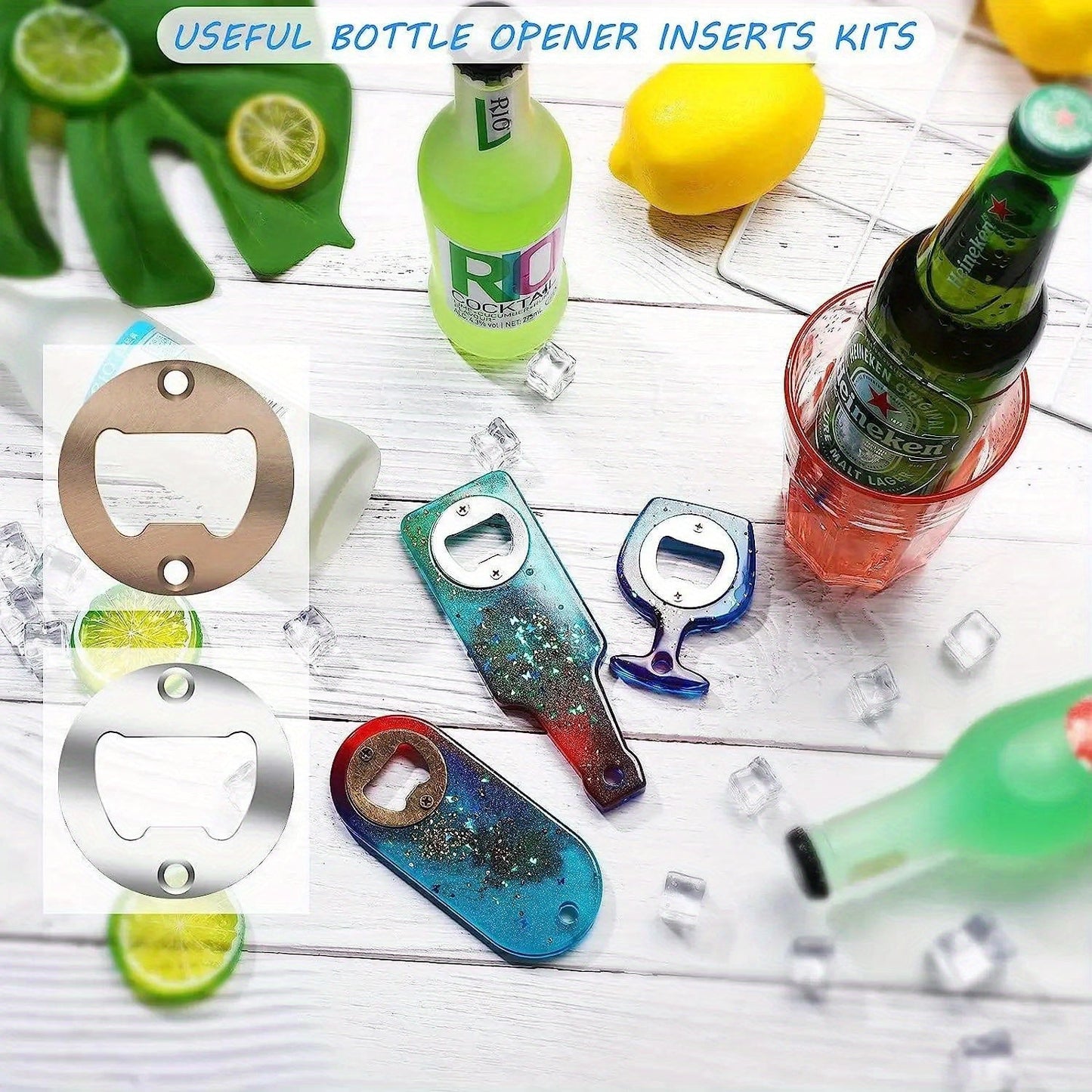 DIY Bottle Opener Insert Kits - Set of 25 - Stainless Steel Hardware for Resin Molds - Ideal for Homebrewing and Crafting