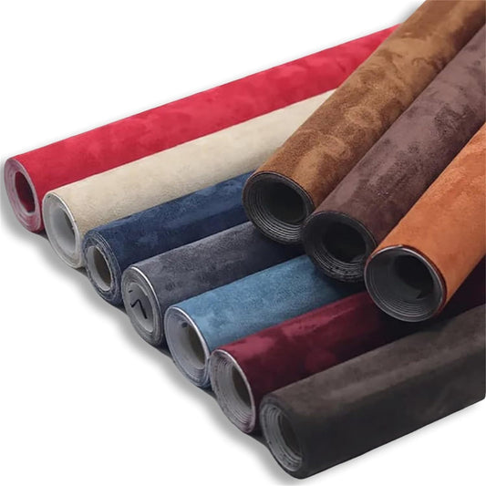 1pc Microfiber Artificial Fabric Roll for DIY Car Interior Wrapping - Self-adhesive for Seats & Center Consoles, 0.3x1.5m (11.8x59in), Assorted Colors (Red, Brown, Blue, Grey, Black) for